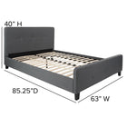 Flash Furniture - Grand lit plateforme tapissier capitonné Tribeca - tissu gris foncé-Capitonné