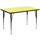 Flash Furniture – Table d’activités rectangulaire de 36 x 72 po, surface thermofusionnée, pattes standards réglables, jaune-Stratifié jaune