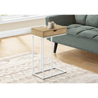 Monarch Specialties - 3775 Table D'Appoint - 25 po H/Naturel/Metal Blanc-1 tiroir de rangement traversant pour ranger les telecommandes et autres petits objets avec de larges poignees decoupees des deux côtes pour un acces pratique