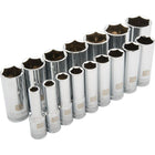 Dynamic Tools – Ensemble de 16 douilles SAE 6 pans profondes, à prise de 1/2 po, 3/8 po à 1 5/16 po-Inclut (po) : 3/8 , 7/16, 1/2, 9/16, 5/8, 11/16, 3/4, 13/16, 7/8, 15/16, 1, 1 1/16, 1 1/8, 1 3/16, 1 1/4, 1 5/16