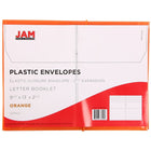 JAM Paper Enveloppes plastique format livret extensibles, fermeture à bande élastique, 9 3/4x2 5/8x13 po, orange, 12/paq.-12 par paquet