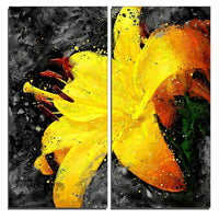 Designart – Motif floral imprimé sur toile, lys jaunes (PT3444-40-40-2P)-Impression