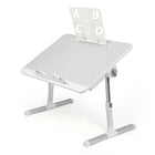 ShoppingAll - Bureau pliable portable réglable avec fente pour tablette et tiroir - Argent-Porte-Livre Bonus: Livré avec un porte-livre supplémentaire qui peut être attaché à la fente pour appareil, offrant une commodité mains libres.