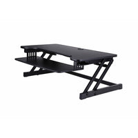 Rocelco - Plateforme surélevée de luxe pour bureau assis/debout, extra-large à hauteur réglable, 37 po, noir-Cadre en métal robuste avec poignée latérale facile à saisir et assistance à piston à gaz, peut lever et abaisser jusqu'à 35 livres avec un réglage en hauteur continu de 5 "à 17" au-dessus du bureau pour optimiser la position de travail ergonomique pour les personnes de la plupart des hauteurs