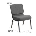 Flash Furniture – Chaise d’église empilable Hercules très large de 21 po, siège de 3,75 po d’épaisseur, structure argentée, gris-Cadre en acier de calibre 16