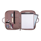Bugatti Vegan leather padfolio with crossbody strap, Pink (WRC2236BU-BLACK)-Poignées sur le dessus renforcées et sangle ajustable et amovible