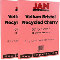 JAM Paper Papier cartonné bristol, fini vélin, 8 1/2 x 11 po, cerise, paquet de 100-Cerise
