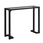 Monarch Specialties - 2106 Table D'Appoint - 42 po L/Noir/Console D'entrée Verre Trempe-Base en métal noir satiné élégante et robuste