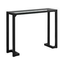 Monarch Specialties - 2106 Table D'Appoint - 42 po L/Noir/Console D'entrée Verre Trempe-Base en métal noir satiné élégante et robuste