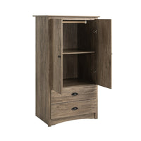 Prepac Armoire Salt Spring, gris vieilli-Ornée de bords supérieurs incurvés et d’une plinthe arquée