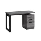 Monarch Specialties - 7295 Bureau 48 po L - Gris-Noir Orientation Gauche Ou Droite-Bureau d'ordinateur avec 3 tiroirs de rangement et un dessus de bureau flottant au fini faux bois gris