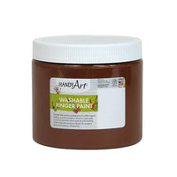 Handy Art Peinture au doigt lavable non toxique, 16 oz, marron, paquet de 6-Les peintures au doigt lavables Handy Art offrent une couleur vibrante à séchage rapide