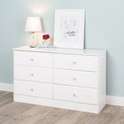 Prepac - Commode Astrid WDBR-0402-1-V à 6 tiroirs, blanc Cristal-Coulisses de tiroir douces