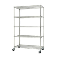 Étagère à tablettes grillagées à 5 niveaux TRINITY EcoStorage, Chrome (TBFZ-0915)-Homologation NSF
