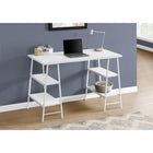 Monarch Specialties - 7521 Bureau 48 po L - Blanc/Metal Blanc-Le bureau épais et rectangulaire et 4 tablettes de 2 tailles différentes sont finis en blanc avec une texture lisse