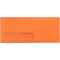 JAM Paper #10 Enveloppes à fenêtre commerciales - 4,125" x 9,5" - Orange recyclées - Paquet de 50-Couleur : Enveloppes commerciales orange avec fenêtre