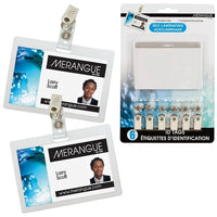 Merangue - Badge nominatif auto-plastifié avec clips, paquet de 6-Badges auto-plastifiés