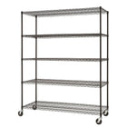 Étagère à tablettes grillagées à 5 niveaux TRINITY Basics Avec roulettes, Noire (TBFPB-0931)-Homologation NSF