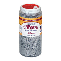 Pacon Corporation Pac91710 Silver Spectra Glitter, 16 oz, paquet de 2-Cristaux scintillants en plastique de haute qualité en forme d'hexagone