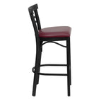Flash Furniture – Tabouret de bar/restaurant Hercules en métal noir, dossier horizontal, assise en vinyle bourgogne-Conception à dossier échelle