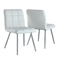 Monarch Specialties - 1071 Chaise - Simili-Cuir Blanc/Metal Chrome - Paquet de 2-Fini en similicuir blanc, chic et moderne