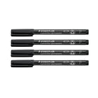 Staedtler - Stylos permanents Lumocolor – pointe fine – noir – paquet de 4-Corps recyclé à 97% (corps, bouchon et embout)