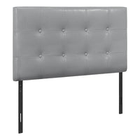 Monarch Specialties - 6001T Lit Simple Tete De Lit Simili - Cuir Gris-Tête de lit bouton touffeté et rembourré en similicuir gris