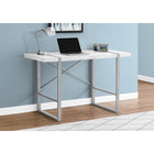 Monarch Specialties - 7663 Bureau 48 po L - Blanc/Metal Argent-Des pieds en métal robustes au fini argenté sont intégrés dans le dessus de bureau pour un effet visuel intéressant