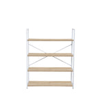 Simply 4-Tier Bookcase - Blanc-Cadre en métal avec étagères en grain de bois