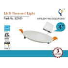 AWL - Panneau rond lumineux DEL 4", 10W, intensité réglable, paquet de 2-Remplace les ampoules halogènes de 75W, économise 80% en coût d’énergie
