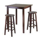 Winsome – Table à manger haute de style pub de la collection Parkland et 2 tabourets à pattes carrées, fini noyer antique-Table haute de style pub de la collection Parkland