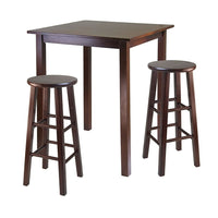 Winsome – Table à manger haute de style pub de la collection Parkland et 2 tabourets à pattes carrées, fini noyer antique-Table haute de style pub de la collection Parkland