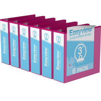 Davis Group Super offre Easyview, Reliure View à anneaux ronds 3 po, personnalisable, paquet de 6 - Rose-3 Reliure À Anneaux