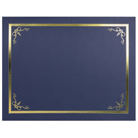 St. James - Porte-certificats/porte-documents - bordure dorée - finition lin - bleu marine - paquet de 5 - 83806-Ajoutez une touche d'élégance, de cérémonie et de sincérité à l'attribution de reconnaissance