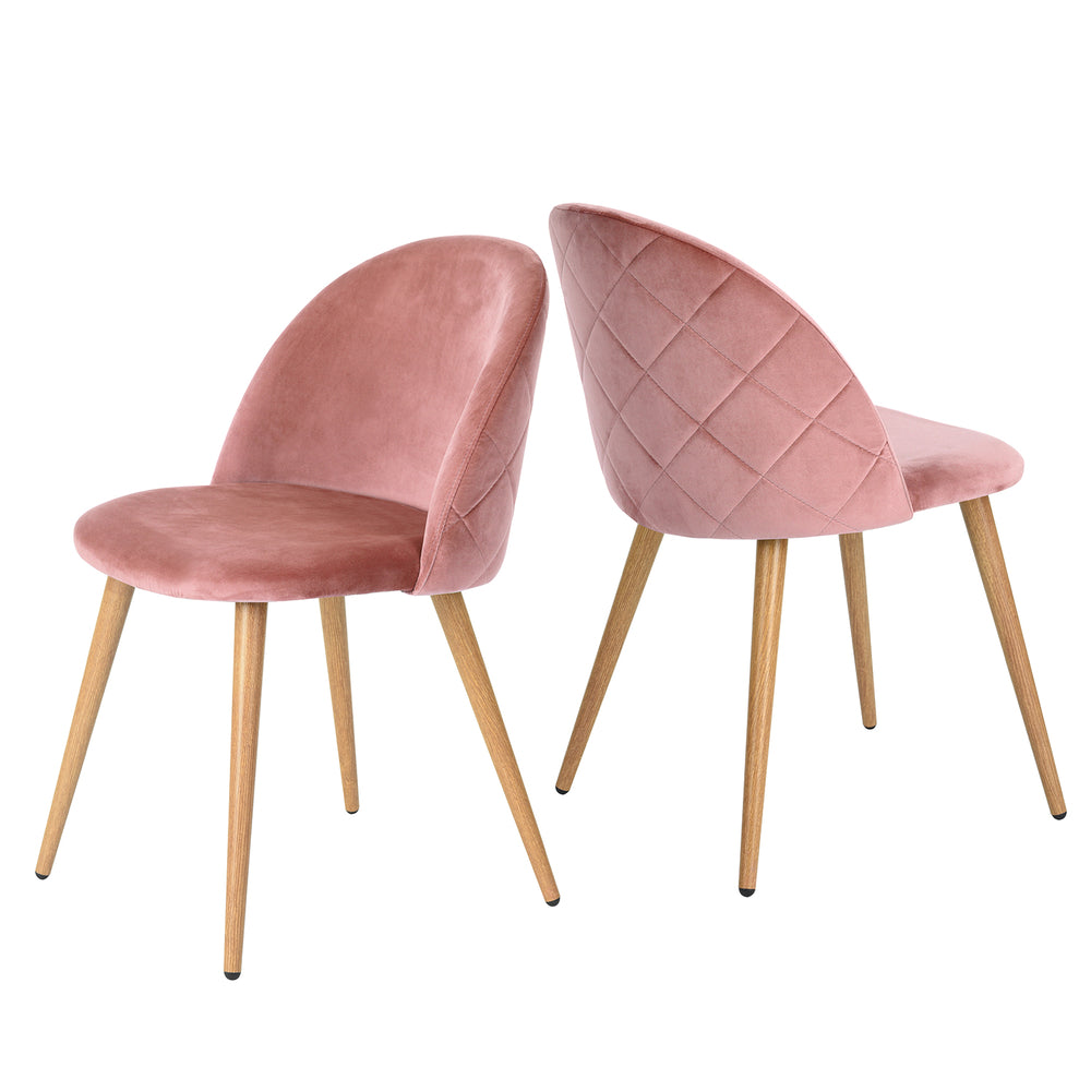 Furniture R – Chaise de salle à manger en velours, rose, paq./2