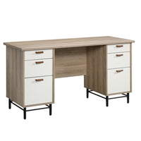 Sauder 56"W La Collection Anda Norr Bureau Ministre - Finition Sky Oak-Deux tiroirs à fichiers avec glissieres à extension complete peuvent contenir des fichiers suspendus de taille lettre.