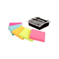 Post It - Feuillets eclair avec distributeur, couleurs vives assorties, 76 mm l x 76 mm L (3 po l x 3 po L), Paquet de 12-Feuillets eclair avec distributeur