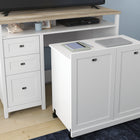 Sauder 53"W La Collection Cottage Road Crédence avec bureau - Finition White-  Le tiroir inférieur peut contenir des dossiers suspendus de format Lettre