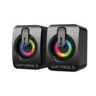 Dart Frog  - Haut-parleurs pour ordinateur 2.0 canaux avec éclairage RVB double LED – Noir-Des rétroéclairages multicolores illuminent le centre de commande