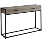 Monarch Specialties - 3511 Table D'Appoint - 48 po L/Console D'entrée Taupe Foncé-2 grands tiroirs à coulisses de métal avec poignées en métal noir