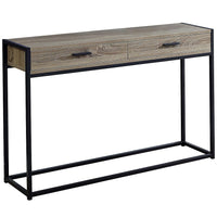 Monarch Specialties - 3511 Table D'Appoint - 48 po L/Console D'entrée Taupe Foncé-2 grands tiroirs à coulisses de métal avec poignées en métal noir