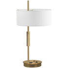 Dainolite - Lampe de table à incandescence moderne Fitzgerald, 1 lumière, laiton vieilli avec abat-jour blanc-Convient aux bureaux et tables d'appoint