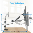 ShoppingAll Support de bureau à pince pour écran, entièrement réglable, à double ressort à gaz - Blanc-Le support de bureau peut être fixé par une pince en C (épaisseur max 85 mm) ou par un œillet (épaisseur max 60 mm) sur n'importe quelle surface