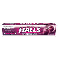 Halls – Pastilles au menthol contre la toux, sans sucre, saveur de cerise noire, 9 pastilles-Menthol, cerise noire