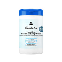 Hands On Lingettes hydratantes désinfectantes pour les mains avec 79% d'alcool, Acide hyaluronique - Lot de 4-Lingettes hydratantes désinfectantes pour les mains