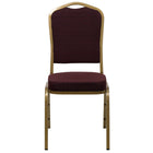 Flash Furniture – Chaise banquet empilable HERCULES à dossier couronne, siège 2,5 po, doré avec tissu bourgogne-Chaise de banquet multi-usages