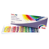 Pentel - Arts Pastels À L’Huile - Paquet de 25-Les couleurs brillantes s'appliquent en douceur et sont faciles à utiliser, idéales pour les artistes débutants ou avancés