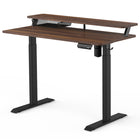 FENGE - Bureau électrique assis-debout à 2 niveaux de 47 pieds avec USB et 3 présélections de mémoire - brun noyer-Installation rapide du pupitre électrique réglable en hauteur