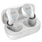 Écouteurs intra-auriculaires Bluetooth 5.0 True Wireless Air iLuv Bubble Gum avec étui de chargement - Blanc-Conçu pour offrir un son riche et haute fidélité tout en réduisant le bruit externe grâce à la structure ergonomique de la structure de l'oreille et des embouts en silicone souple