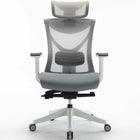 MotionGrey - AirGlide Series - Chaise de bureau ergonomique pour bureau d'ordinateur executif - Blanc-Dos en maille pour la respirabilite, siege en tissu à tissage serre, coussin en mousse moulee à froid pour le soutien.